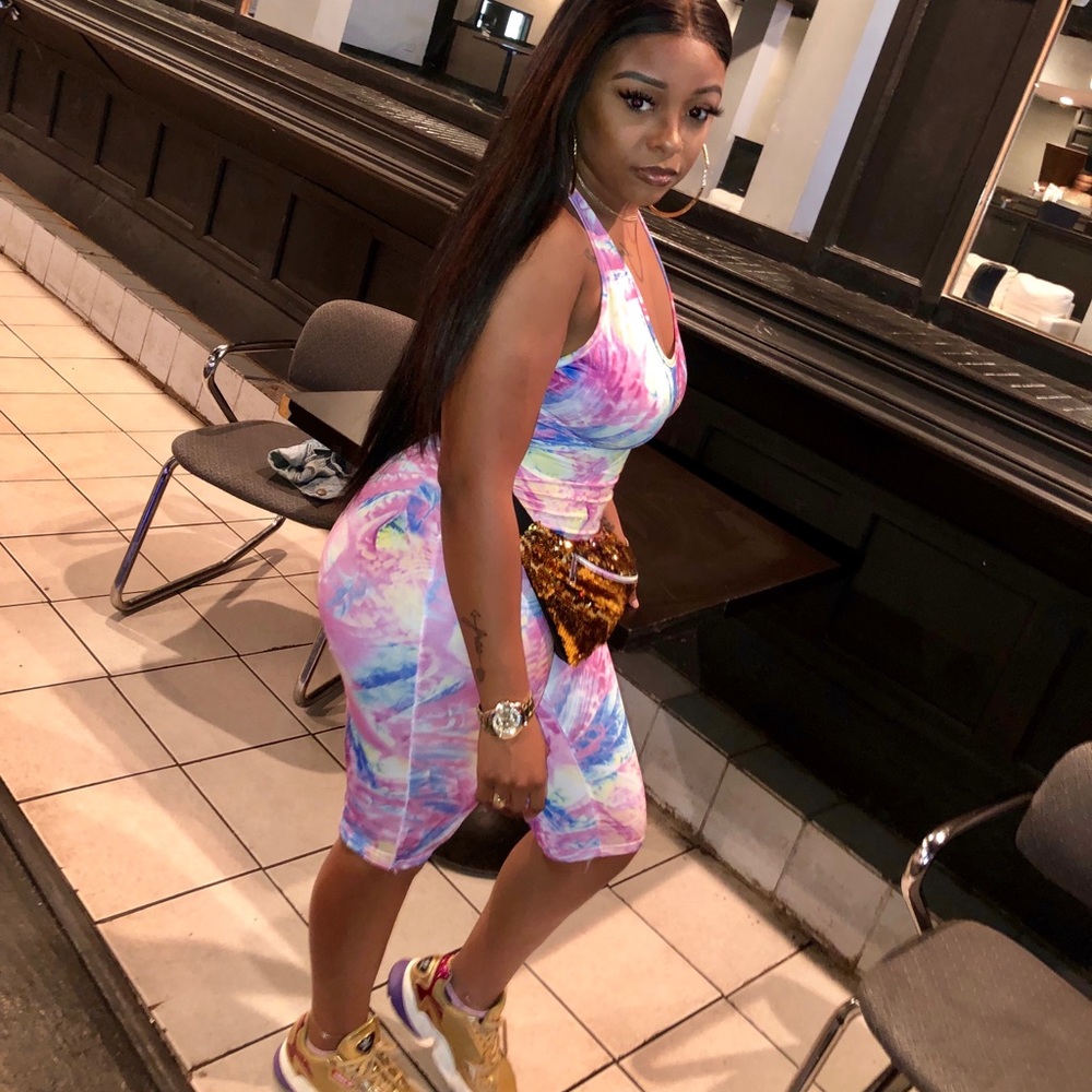 Multi colored backless bodysuit